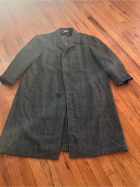 Vintage Men's Dark Gray Classic Single-Breasted Overcoat